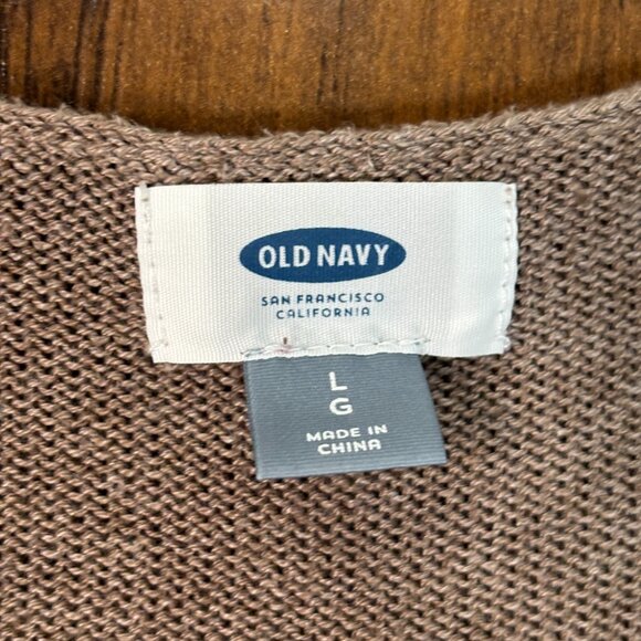 Old Navy Sweater Large Brown Long Sleeve Pullover Cotton Blend Knit Women's - Picture 10 of 11